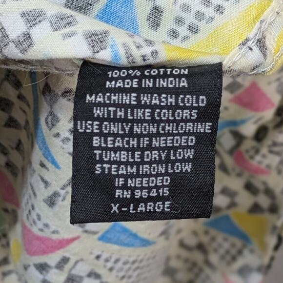 Super Massive Retro Button Up Shirt Men’s XL 80s Geometric Print Short Sleeve - Picture 5 of 9